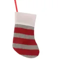 Mini knitted Christmas stocking with red and grey stripes for holiday decoration - Red And Gray Horizontal Stripes