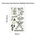 Creative luminous cartoon astronaut and space rocket temporary tattoo stickers for kids 10.5x6cm - Glow-in-the-Dark Space Y-019 / 6*10.5cm