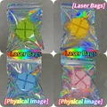 Vierfarbige 3D-gedruckte Klee-Fidget-Klicker-Schlüsselanhänger in Holo-Verpackungen. - Rosa