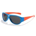 Blaue und orangefarbene Flieger-Sonnenbrille für Kinder mit hohem UV-Schutz-Gläsern - Blaues Gestell Neonorange Bügel