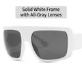 Lunettes de soleil rétro visière pour femmes avec monture blanche et verres gris foncés - Monture Blanc Solide Verres Gris