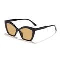 Classic cat-eye sunglasses with black frame and yellow tinted lenses for chic styling - Black Frame Tea Lens