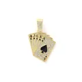 Iced out gold hip hop playing card pendant with spade royal flush design and crystal stones - Pendant Only (Without Chain) / Gold