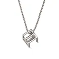 Minimalistische geometrische silberne Würfel-Halskette mit Box-Kette für Unisex - 1314 Zauberwürfel Stil / Stahlfarbe (1314)