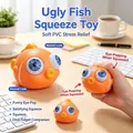 Soft PVC orange ugly fish eye-popping squeeze toy for office desk stress relief - Orange Clownfish