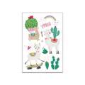 Set of cute cartoon llama and cactus temporary tattoo stickers for children skin - Dynamic Alpaca Pattern (WY-010) / 7.5x11cm