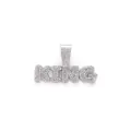 Luxury iced out silver-toned KING letter pendant with full white rhinestone inlay for necklaces - Pendant Only (Without Chain) / Silver