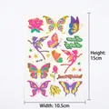 Vibrant gold butterfly and flower fairy temporary tattoo sheet for kids, size 10.5x15cm. - Gold Stamping Butterfly Fairy (WE-038) / 10.8*18cm (OPP Bag Packing)