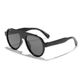 Men's oversized aviator sunglasses in black frame with grey lenses - Black Frame Grey Lens