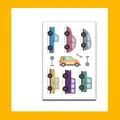 Colorful children's cartoon vehicle temporary tattoo stickers featuring various cars - Vehicle Style (WK-088) / 1 Piece