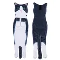 Absorbent hanging hand towel featuring a realistic black and white tuxedo cat design - Blue Cat