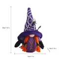 Purple Halloween faceless gnome plush toy with orange braids and decorative spider hat detail - Witch Female Style / Purple