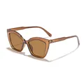 Amber brown cat-eye sunglasses with narrow plastic frame for a stylish outdoor look - Dark Tea Frame Tea Lens