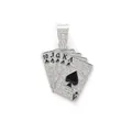 Luxury iced out poker cards royal flush pendant necklace with black spade motifs - Pendant Only (Without Chain) / Silver