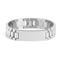 Polished silver stainless steel watchband style ID bracelet for personalized engraving - 23cm / Steel