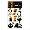 Halloween theme temporary tattoo sticker sheet for children with pumpkin and witch designs - WSYG03-Pumpkin Witch Ghost (WSYG-003) / 1 Piece