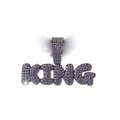 Pendentif lettre KING étincelant avec strass violets pour colliers cubains hip hop - Pendentif Seul (Sans Chaîne) / Violet