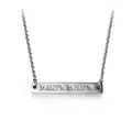 Collar de barra plateado personalizado con coordenadas grabadas en acero titanio - Color acero