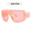 Lunettes de soleil bouclier oversize rétro pour femmes en finition rose gelée translucide. - Monture rose transparente verres roses