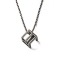 Collar vintage con colgante de cubo hueco geométrico minimalista en plata vieja - Plata Antigua (1314)