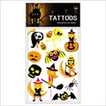 Halloween luminous temporary tattoos for kids with cartoon witch and pumpkin designs - WSYG02-Owl Skull Witch (WSYG-002) / 1 Piece