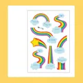 Vibrant cartoon rainbow and smiling cloud temporary tattoo stickers for children - Rainbow Series (WK-176) / 1 Sheet