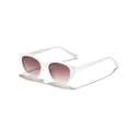 Occhiali da sole cat-eye bianchi vintage con lenti sfumate da donna, vista SKU elegante. - Montatura Bianca Lenti Marroni
