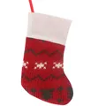 Knitted Christmas stocking with red and white snowflake patterns for holiday tree decoration - Pine Cyan Horizontal Stripes