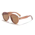 Oversized retro aviator sunglasses in translucent brown for men's driving and UV protection - Dark Tea Frame Tea Lens
