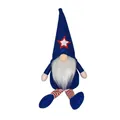 Patriotic USA Independence Day gnome plush doll with blue star hat and striped legs - Blue