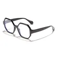 Retro black polygonal frame glasses with protective anti-blue light clear lenses - Polygon Blue Light Blocking Glasses / Bright Black Frame Anti-Blue Light