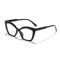 Stylish black plastic cat-eye sunglasses with narrow square frames for men and women - Bright Black Frame Anti-Blue Light