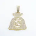 Pendentif sac d'argent en or glacé avec signe dollar étincelant pour bijoux de style hip hop - Pendentif Seul (Sans Chaîne) / Or
