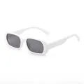 Lunettes de soleil rectangulaires rétro avec monture blanche et verres foncés pour hommes et femmes - Monture Blanc Solide Verres Gris