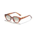 Occhiali da sole retrò cat-eye con elegante montatura tartarugata leopardata per donne - Montatura Tartarugata Lenti Verdi Doppie