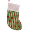 Red and green striped knitted Christmas stocking ornament for holiday gift decoration - Green And Red Checkered