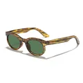 Gafas de sol vintage de carey con lentes de color verde para hombres y mujeres - Montura de Rayas Té Lentes Verdes