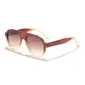 Men's oversized flat top sunglasses with brown gradient lenses for driving. - Brown Gradient Frame