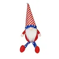 Patriotic Independence Day gnome plush with red stripes and star patterns on white background - Striped