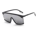 Stylish black one-piece shield lens sports sunglasses for children with UV protection - Black Frame Silver Mirrored Lens