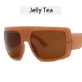 Retro oversized shield sunglasses for women in semi-transparent jelly tea brown - Jelly Tea