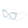 Stylish cat-eye glasses featuring a transparent plastic frame with blue inner rim accents - Transparent Blue-Lined Anti-Blue Light
