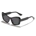 Classic oversized black cat-eye sunglasses with thick frames for fashion-forward women - Black Frame Grey Lens