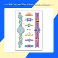 Children's temporary tattoo sticker sheet featuring cartoon watch and mermaid designs - Crown Jewelry Style (WK-192) / 1 Sheet