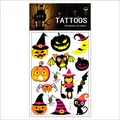 Halloween fluorescent temporary tattoo stickers with cute cartoon pumpkin and witch designs - WSYG01-Moon Black Cat Pumpkin (WSYG-001) / 1 Piece