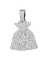 Pendentif sac d'argent avec signe dollar glacé serti de strass blancs brillants - Pendentif Seul (Sans Chaîne) / Argent