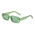 Lunettes de soleil rectangulaires rétro avec monture et verres verts translucides - Monture Verte / Verres Verts