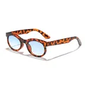 Gafas de sol vintage con montura de leopardo y lentes azul claro para hombre y mujer - Marco Carey Lente Degradado Azul