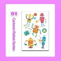 Colorful cartoon robot temporary tattoo stickers for children, sheet model WK-074 - Robot Style (WK-074) / 1 Piece