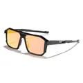 Gafas de sol deportivas rectangulares negras con lentes de espejo naranjas - Negro Brillante / Mercurio Rojo